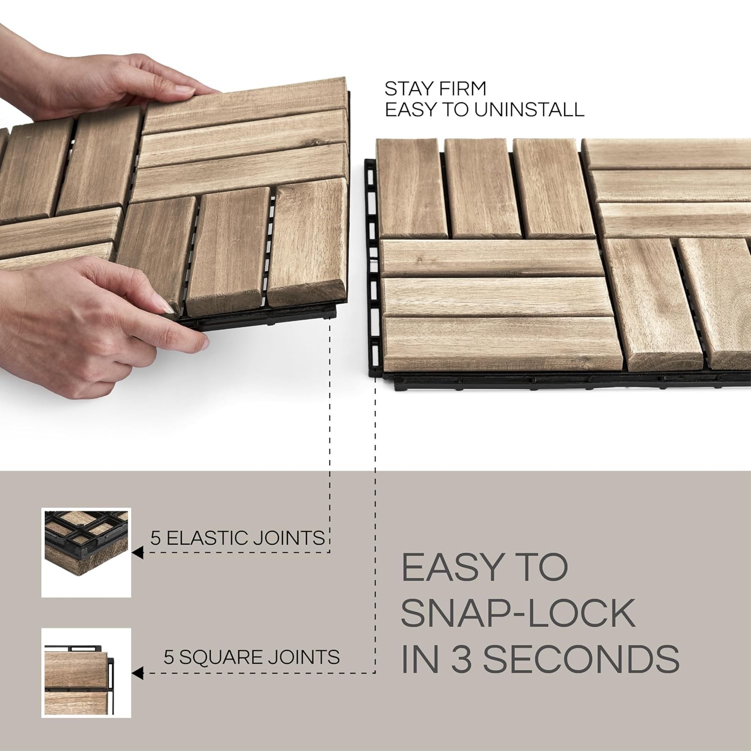 10 Pcs Deck s, Patio Flooring – Outdoor Waterproof Acacia Wood s for All Wea…