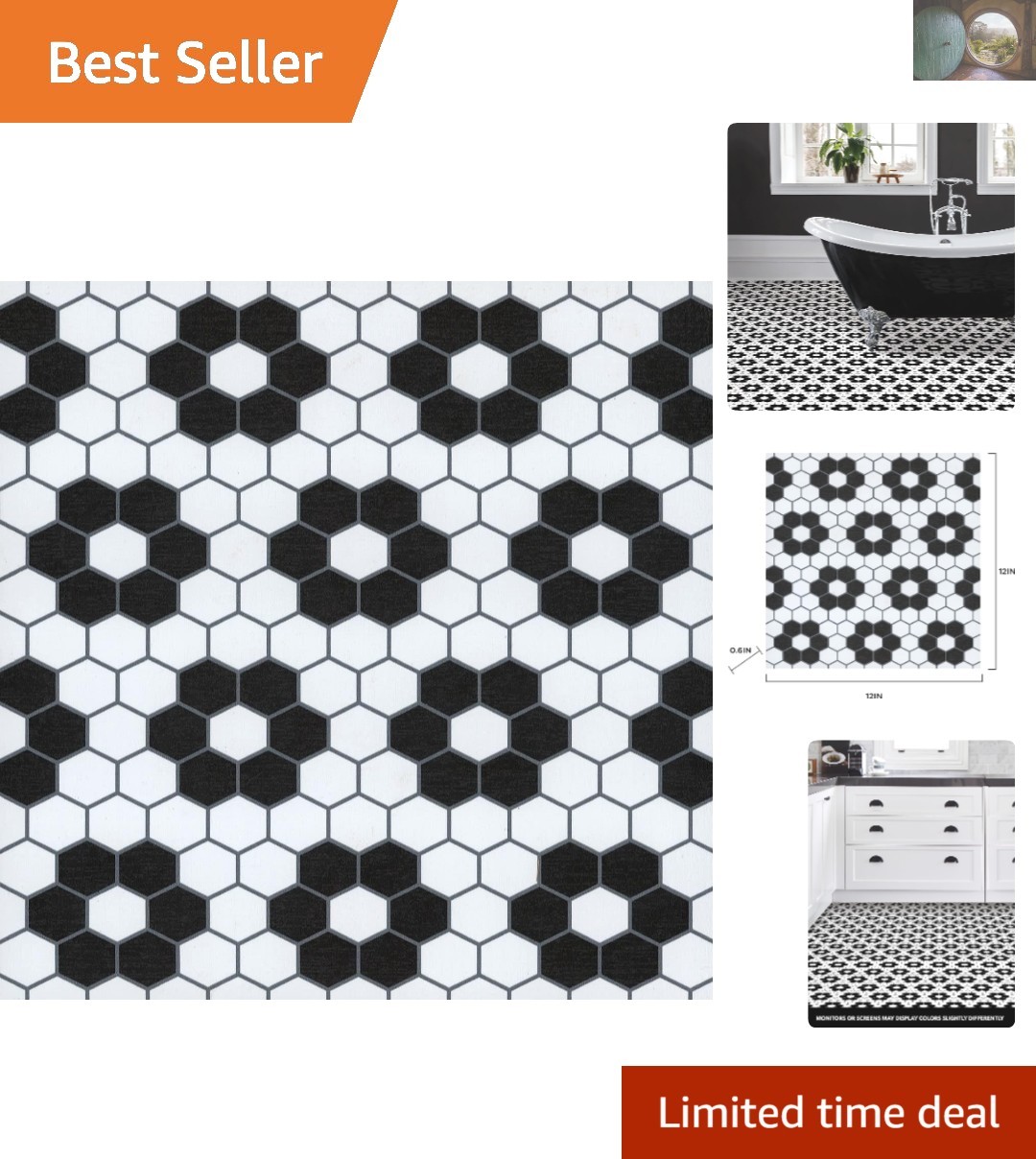 Transform Your Space with Black Biscotto Peel & Stick Floor Tiles – 10 Sq Ft