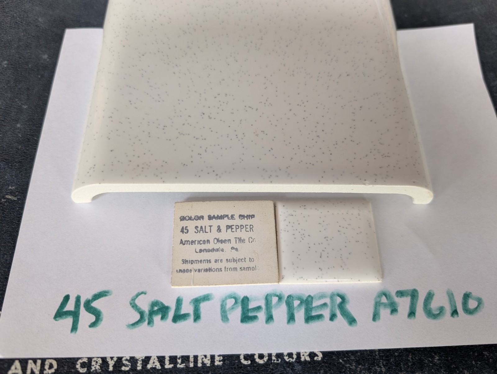 1 Piece Of Ceramic Tile AO #45 Salt & Pepper Double Mud Bullnose A7610 Curb Jamb