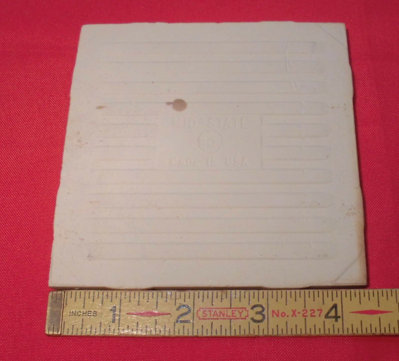 1 pc. *Light Brown* Glossy 4-3/8″ Ceramic Tile by Mid-State Co. made in USA, NOS