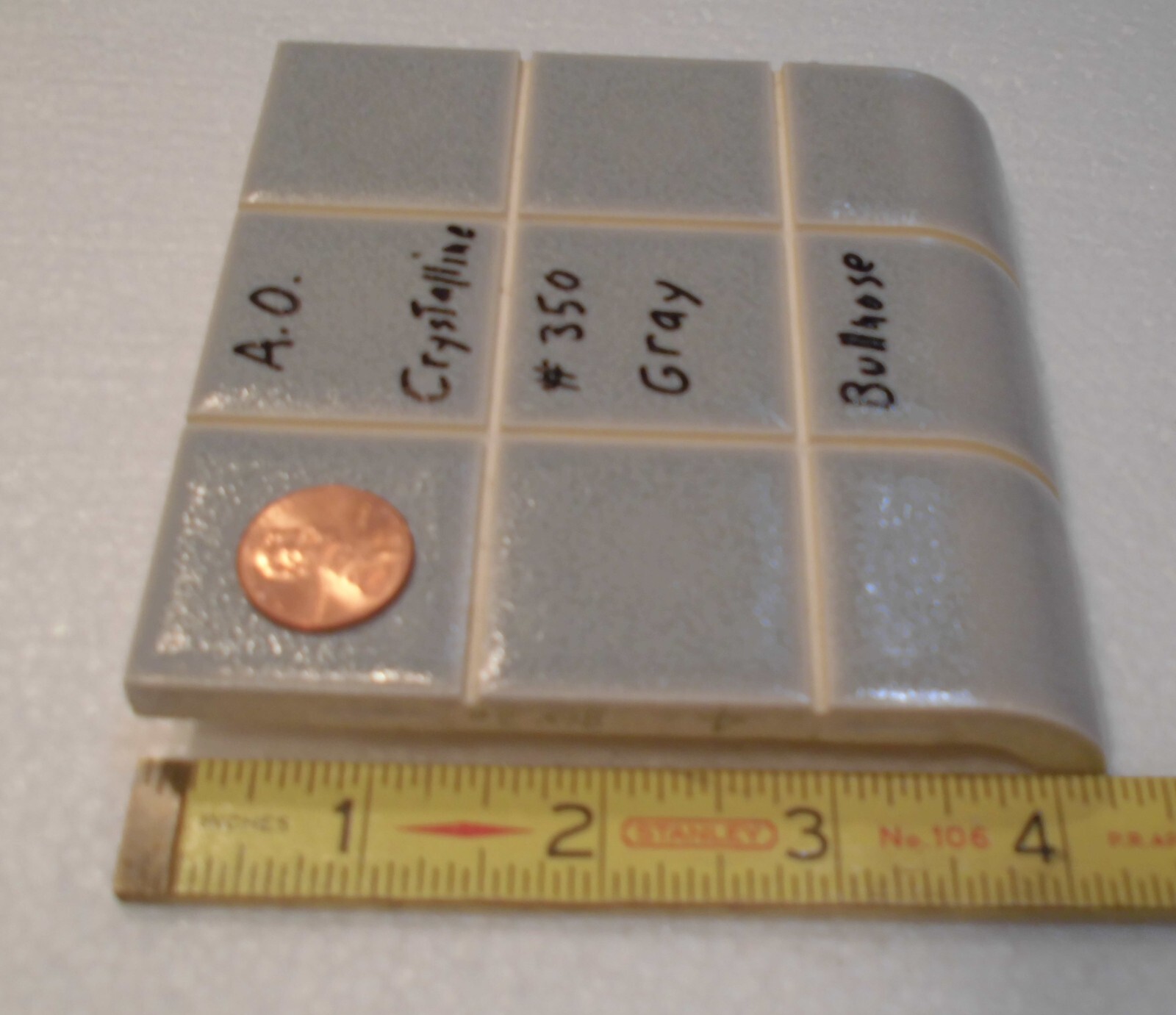 Crystalline Gray: Radius Bullnose Ceramic Tile 4-1/4″ American Olean, Scored 9th