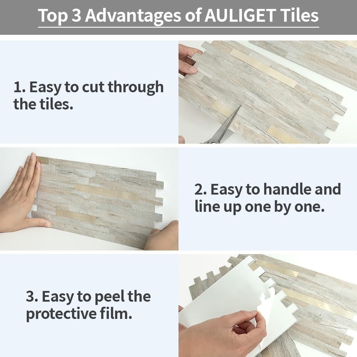 20 Sheets Faux Stone Peel and Stick Backsplash, Beige Marble Look PVC Wall Ti…