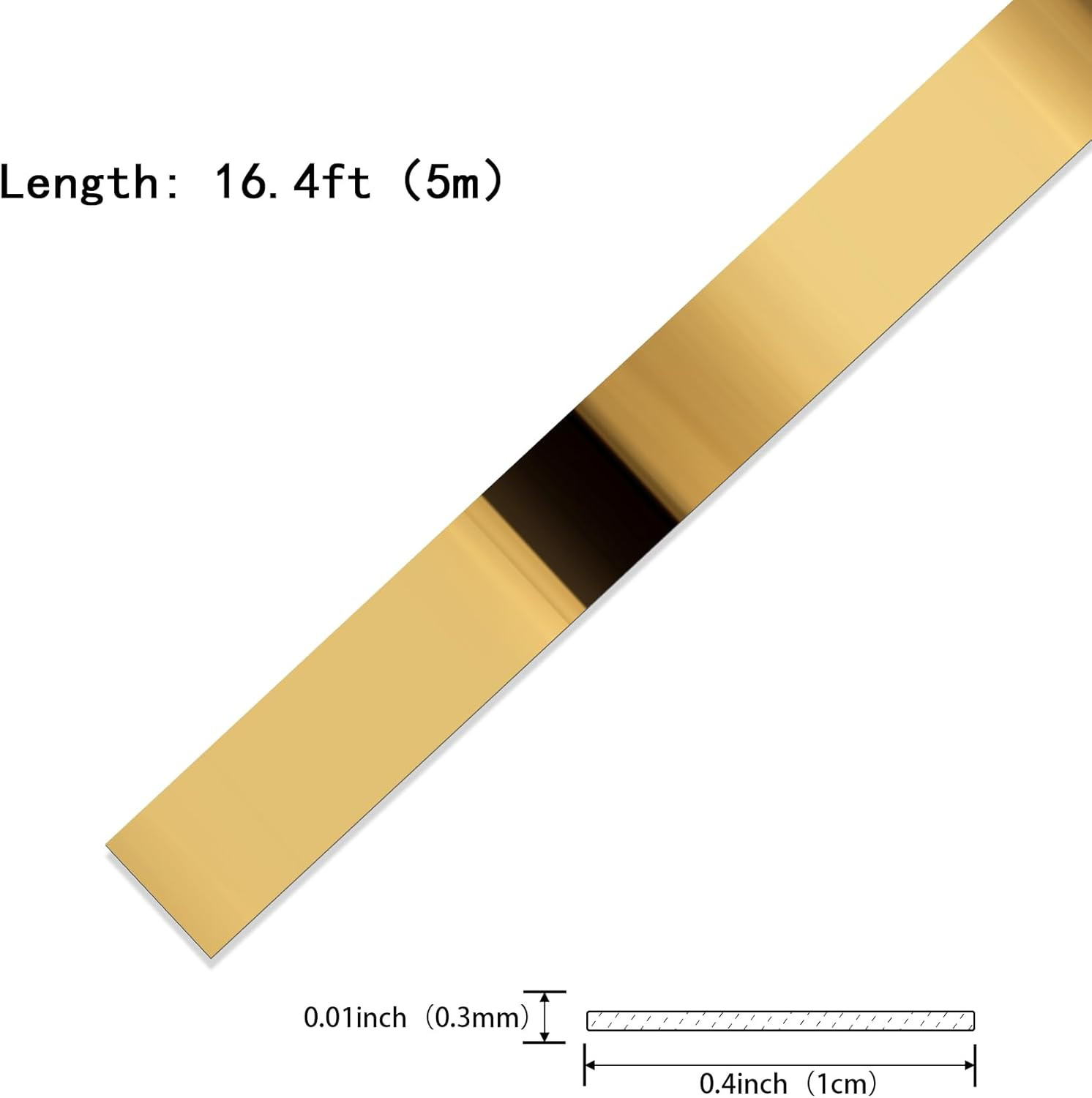Gold Metalized Mirror-Like Finish Molding Trim Peel and Stick Strip for Frame