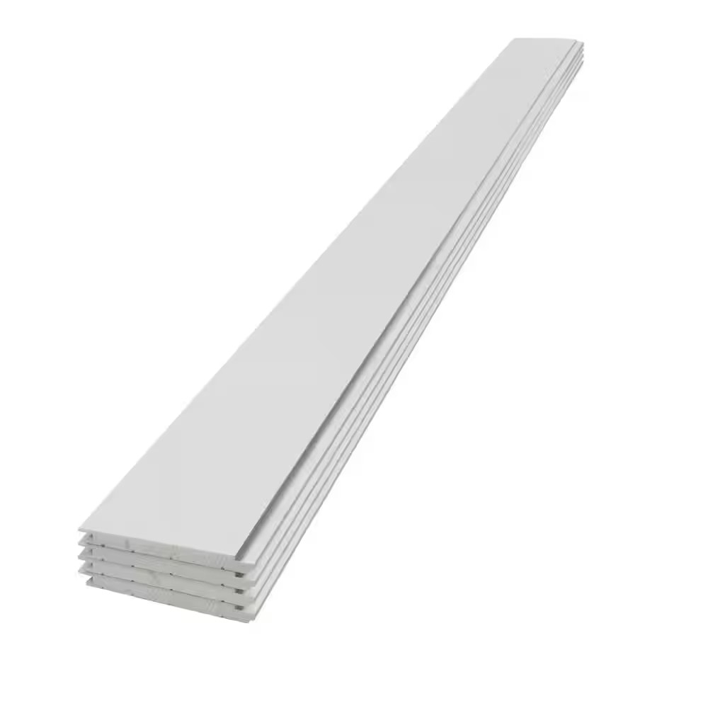1 In. X 8 In. X 8 Ft. Timeless Primed White Smooth Nickel Gap Shiplap Wood Pine