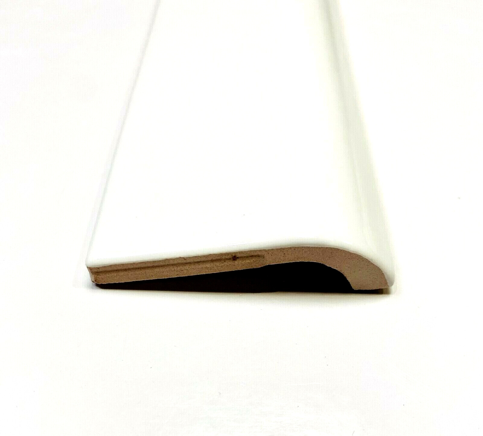 Bright White Arctic 2×6 in Ceramic Tile Mud Cap Bullnose Trim Edge (Box 5 Piece)