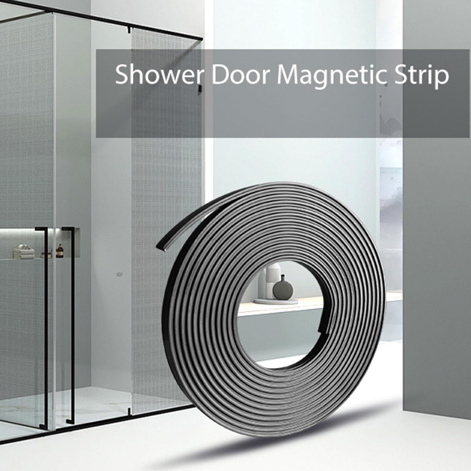 Magnetic Strips for Shower Door 3/8″ Width X 1/8″ Thickness,Framed Black