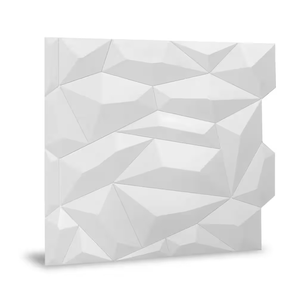 24 In. X 24 In. Glacier PVC Seamless 3D Wall Panels in White 12-Pieces