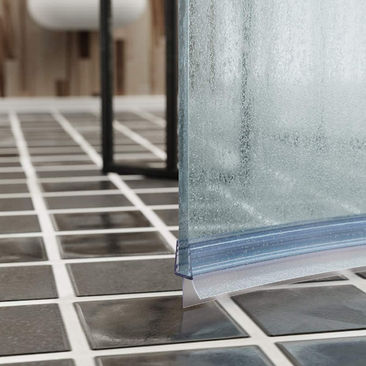 Frameless Shower Door Bottom Seal with Drip Rail 1/4″ 1/4"(6mm), Clear