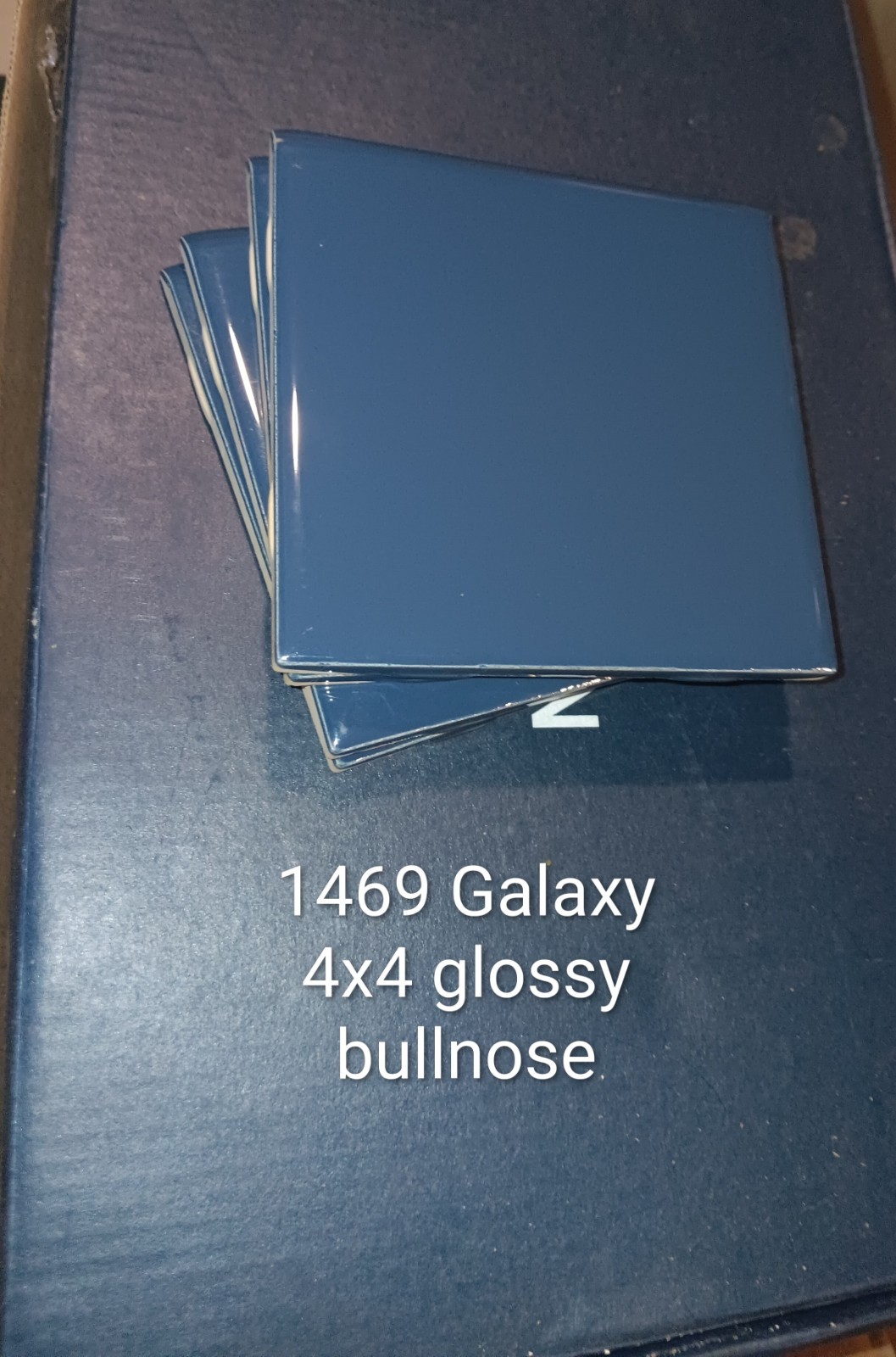 24 Tiles (3 ft²) – Glossy Galaxy Blue 4×4 Ceramic Subway Tile.. Bullnose
