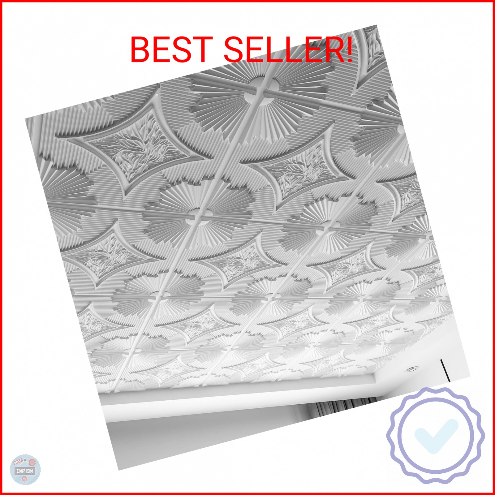 Art3d Drop Ceiling Tiles 24×24 in White (12-Pack, 48 Sq.ft), 3D Wainscoting Pane