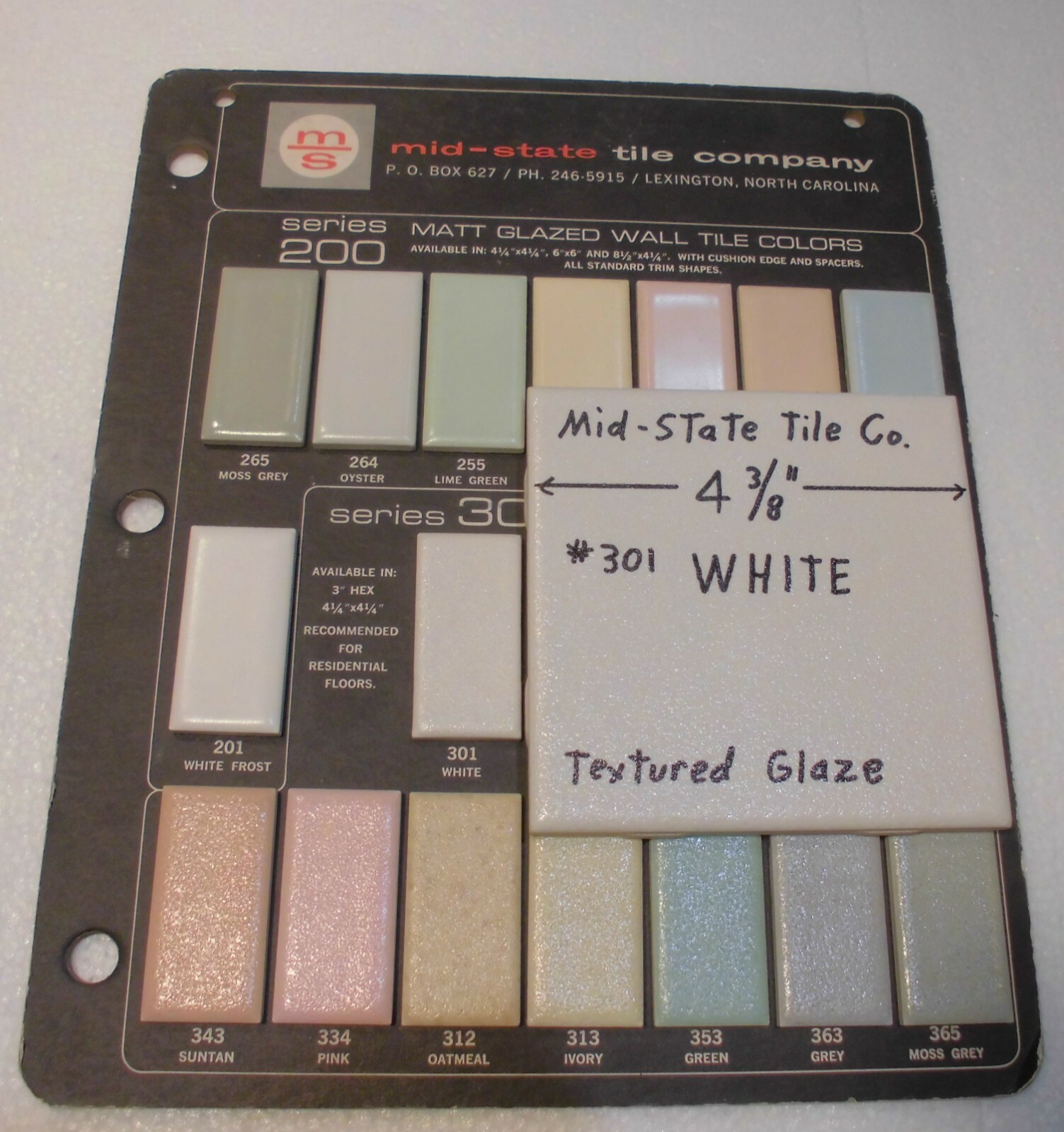 1 pc. Vintage *White Crystal Glaze* Ceramic Tile 4-3/8″ by Mid-State Co. NOS