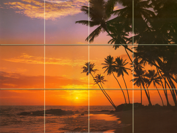 Art Mural Ceramic Palm Beach Sunset Bath Backsplash Tile #151