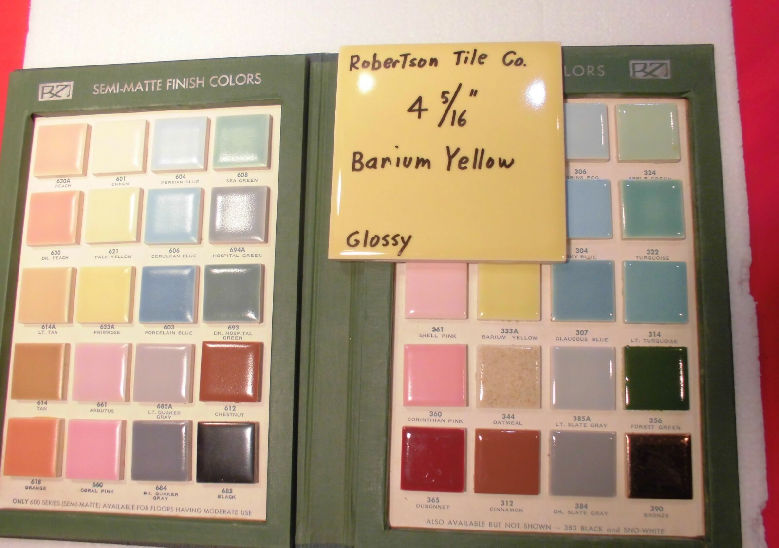 1 pc. *Barium Dark Yellow* Ceramic Tile 4-5/16″- 4-3/8″ Robertson Co. NOS