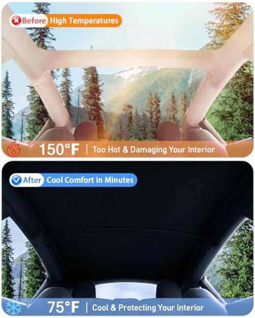 LOWEEY 2026 Upgraded Tesla Model Y Sunshade Roof, Model Y 2020-2024 Black