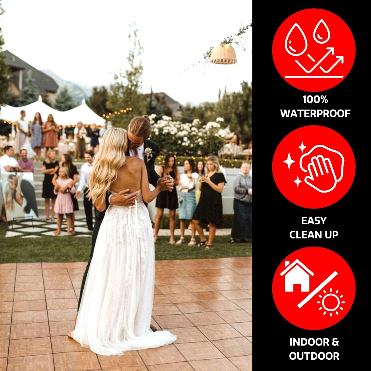 Interlocking Oak Dance Floor Kit – 3′ x 3′ Lightweight 21 Piece Set