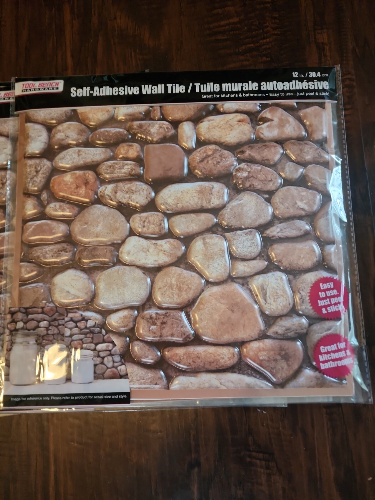 Lot Of 16 PCS Peel Stick Wall Tile River Rock Pebble Stone Backsplash 12 Inch