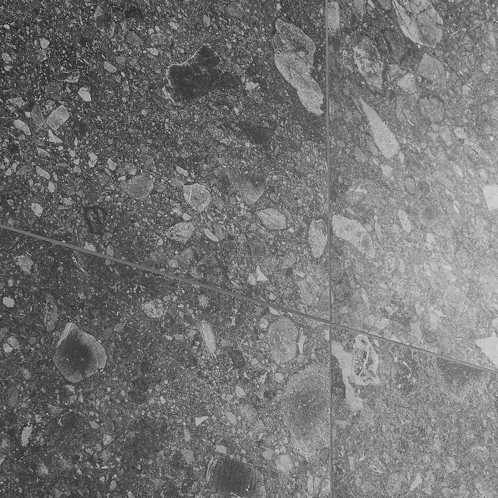 Luxe Terrazzo Charcoal 23.54 In. X 23.54 In. Matte Terrazzo Look Porcelain Floor