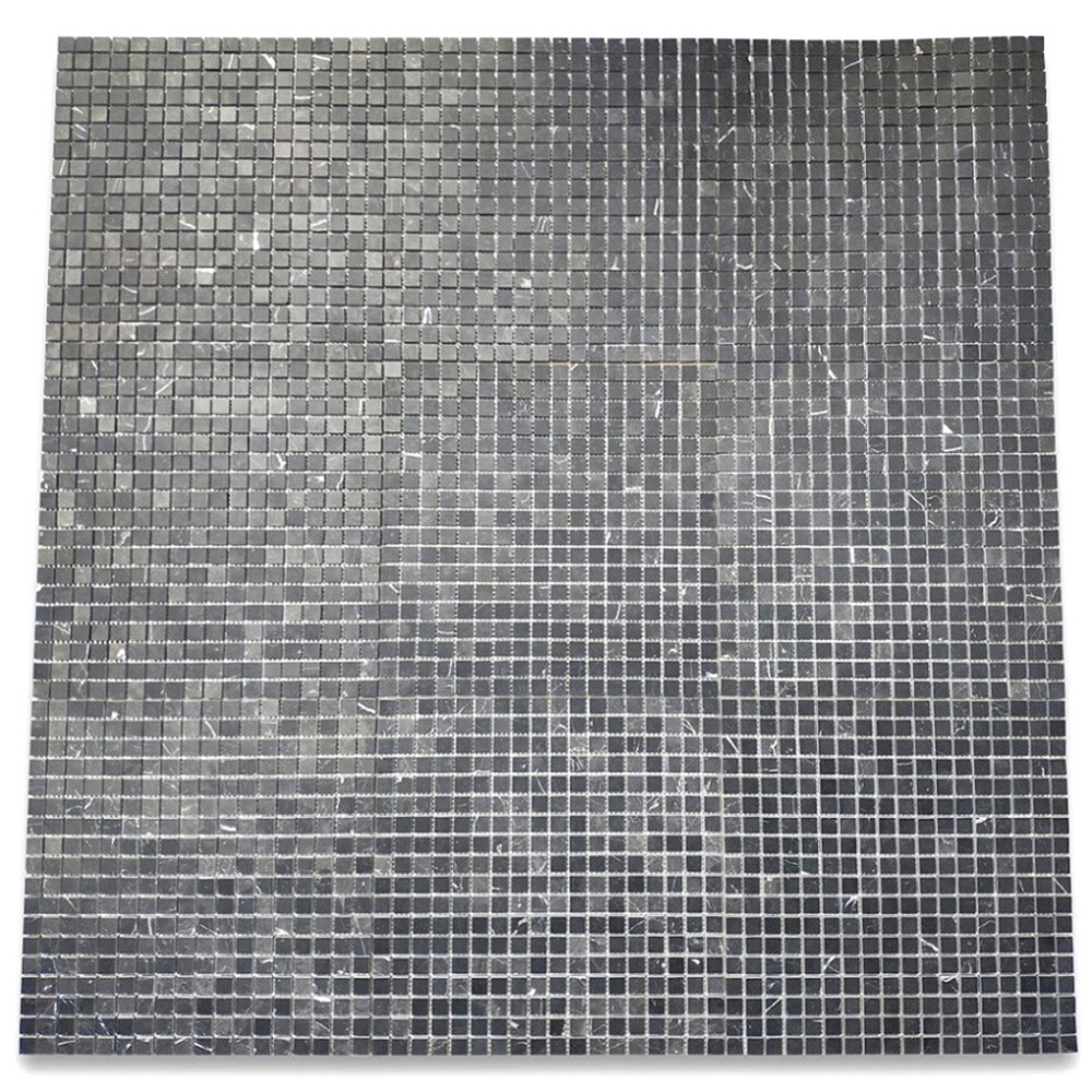 N22XH Nero Marquina Black Marble 5/8×5/8 Square Mosaic Wall Floor Tile Honed