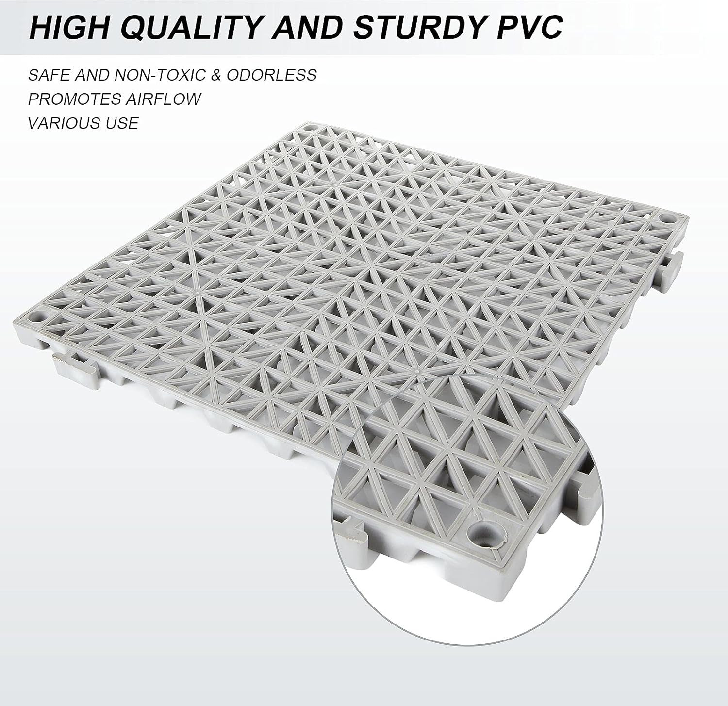 12 Pack 12″ X 12″ Interlocking Rubber Bathroom Flooring Tiles Non-Slip Splicing