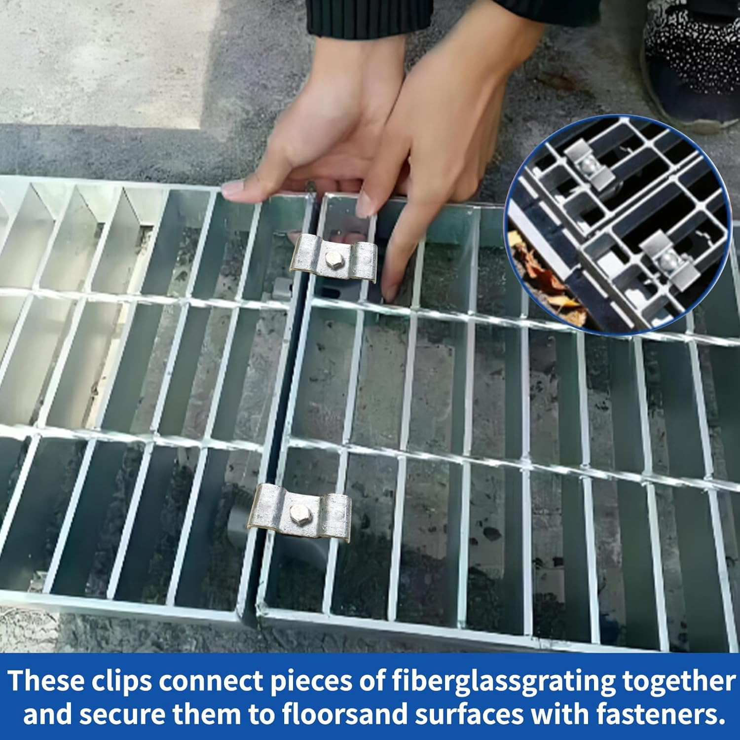 100 Pcs Grating Clips for Galvanized Carbon Steel Bar Saddle Clips for Drainage