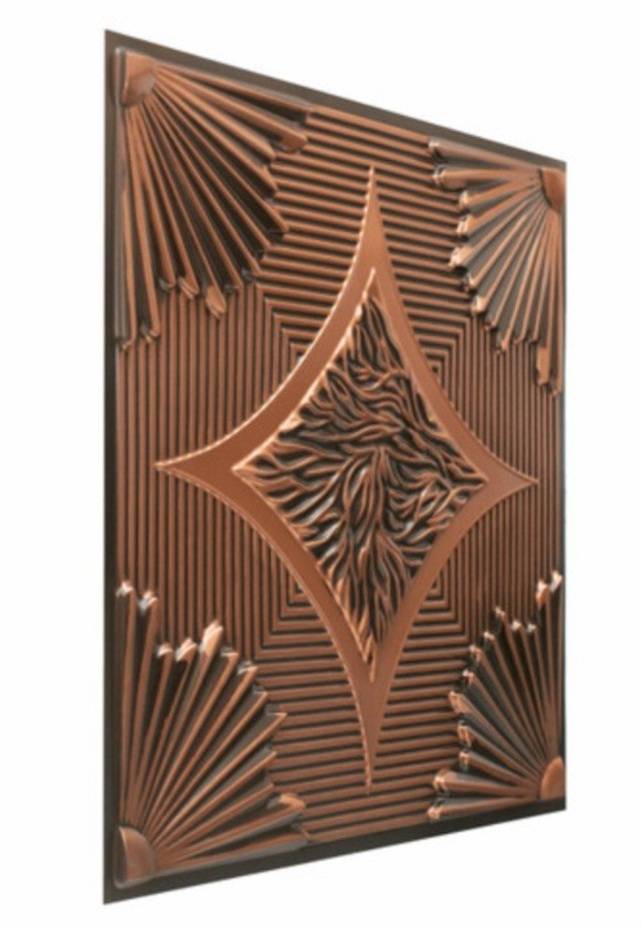 Pack of 25, Sunset Boulevard 2 ft. x 2 ft. PVC Ceiling Tile, Antique Copper
