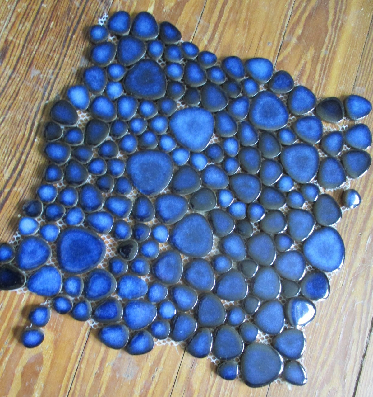 Cobalt Blue Pebble Porcelain Tile Shower Floor Bathroom Wall Mosaic 2 Sheet Set