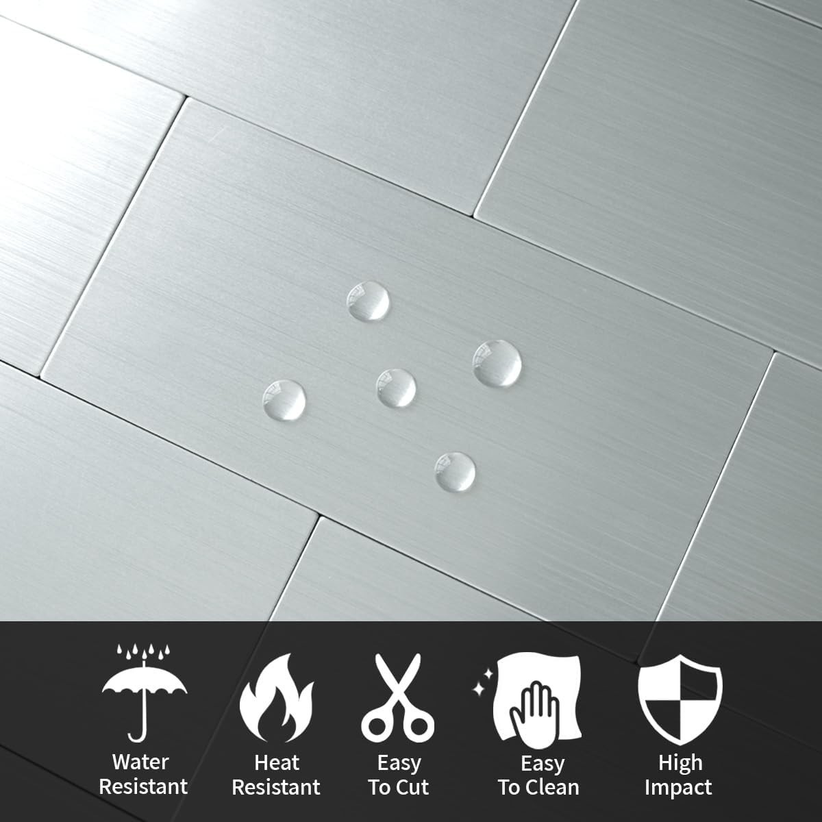 Waterproof 3″ x 6″ Stainless Steel Peel and Stick Subway Tiles for Modern Homes