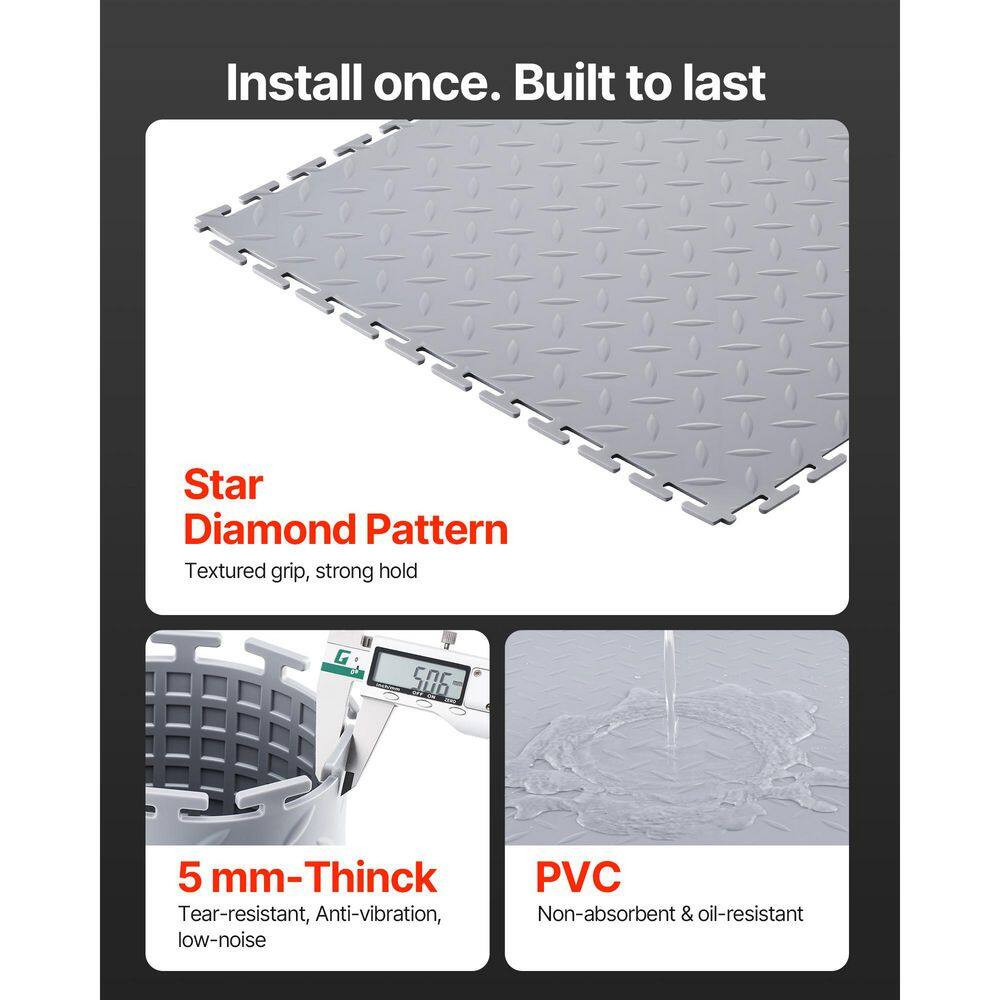Garage Floor Tiles Interlocking, 8 Pack 20.2 X 20.2 X 0.2 In. Interlocking Modul
