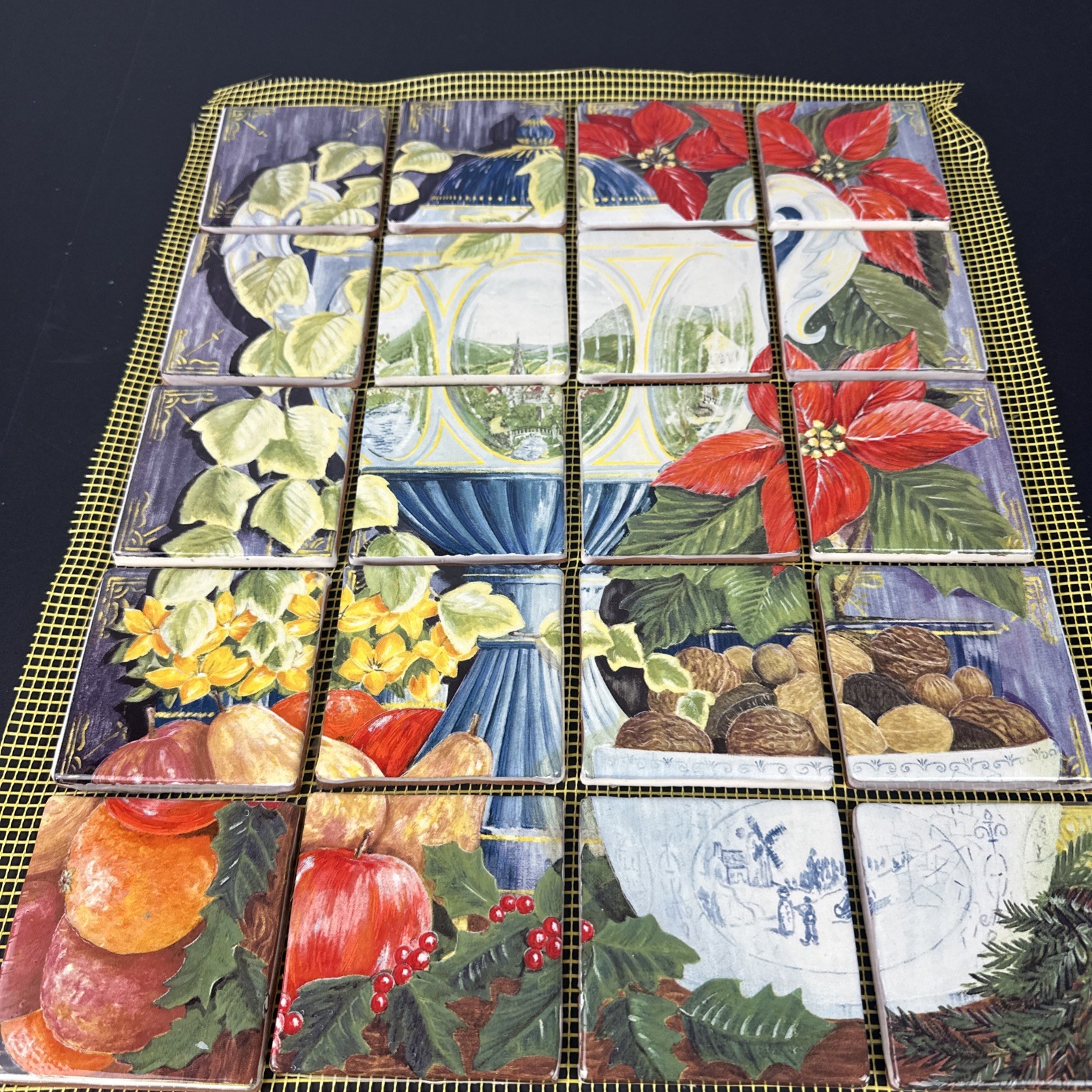 16×20″ 20pc 3.75″ Ceramic Terra Cotta Tile Mosaic Mural Fruit Urn Nut Backsplash
