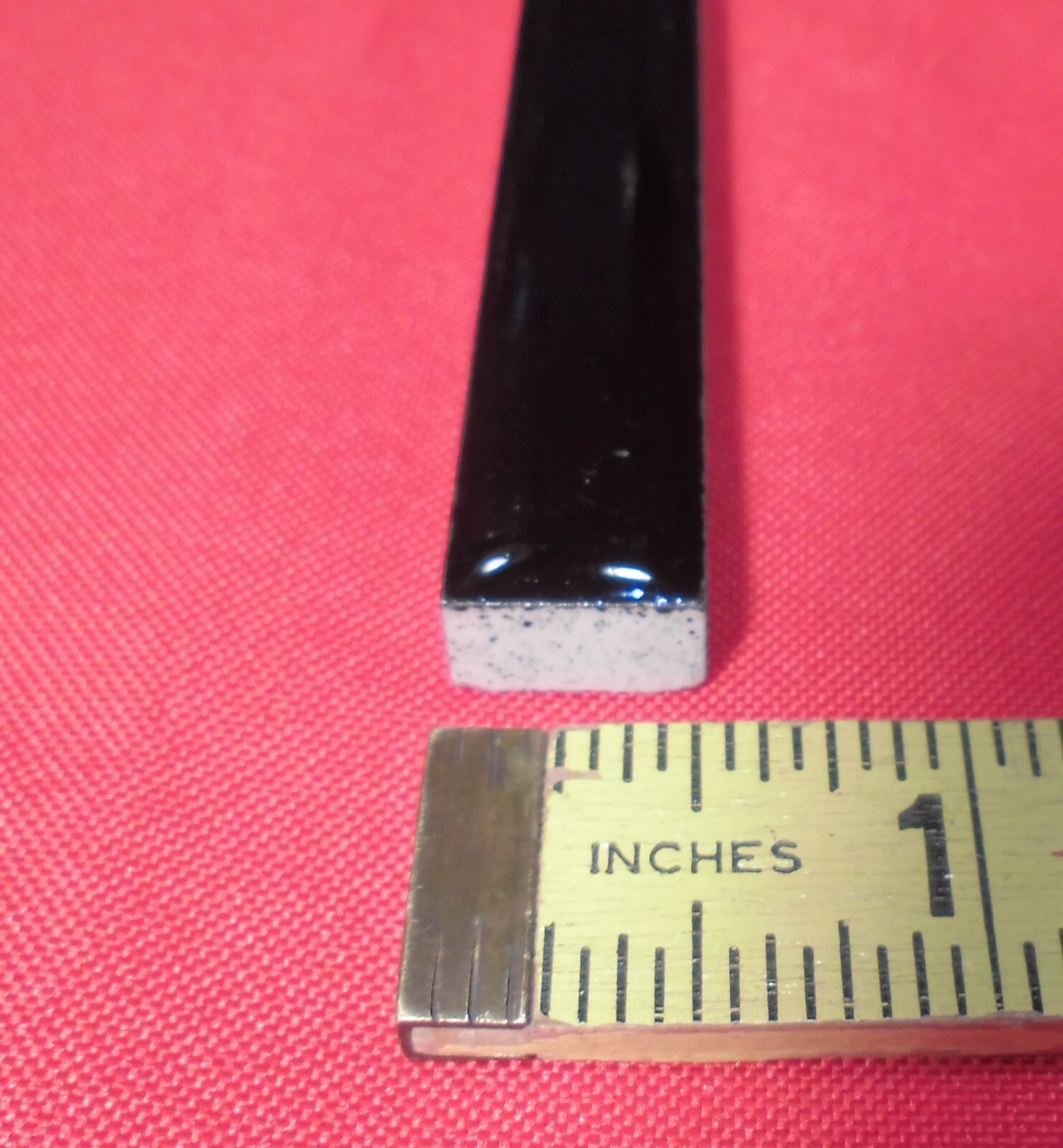 Gloss Dark Black Ceramic Liner-Sizzle Tile 1/2″ X 6″ American Olean, made 1960’s