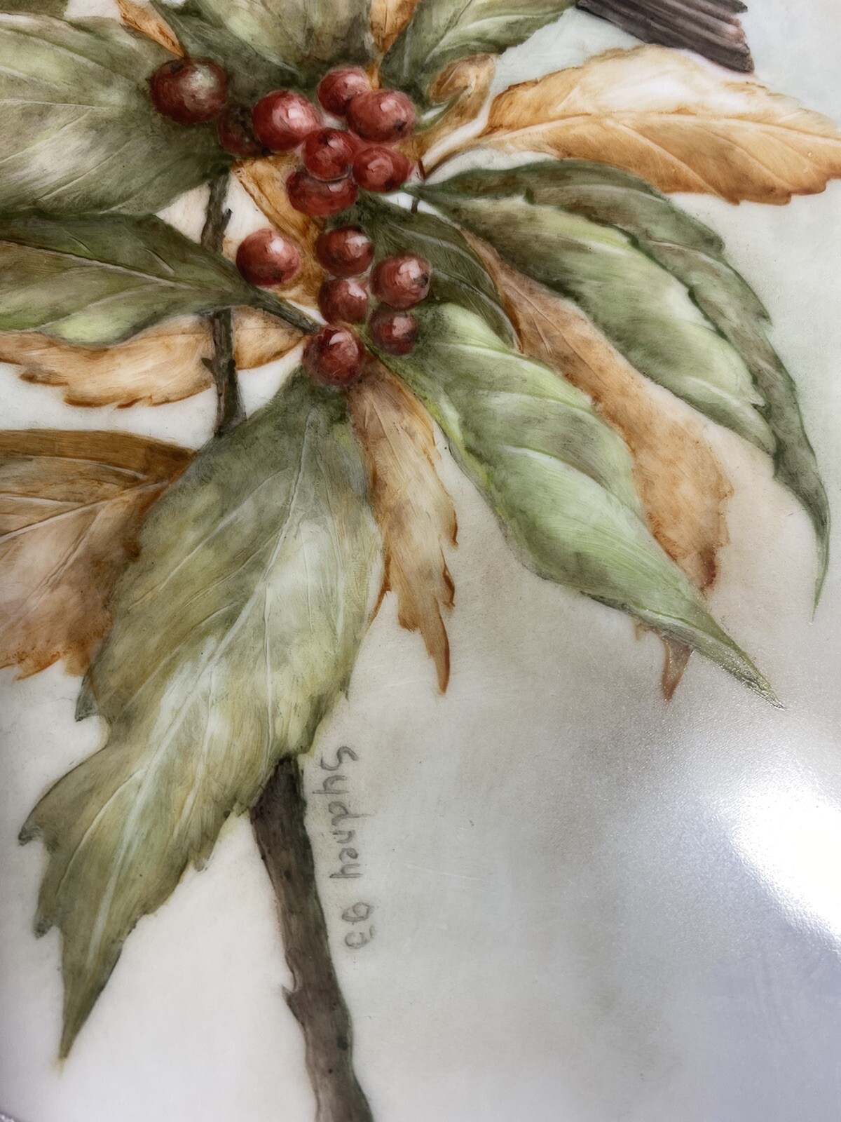 Sparrow on a Lingonberry Branch Art Border Backsplash Ceramic Craft Tile 8”x10”