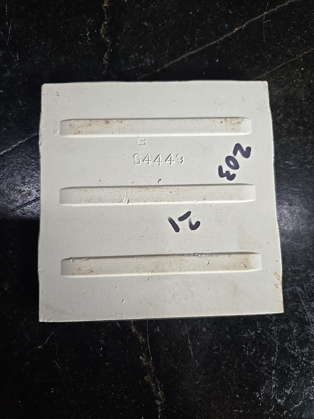 Vintage Ceramic White W/gold Specks Bullnose Tile NOS 4 3/8″ X 4 3/8″