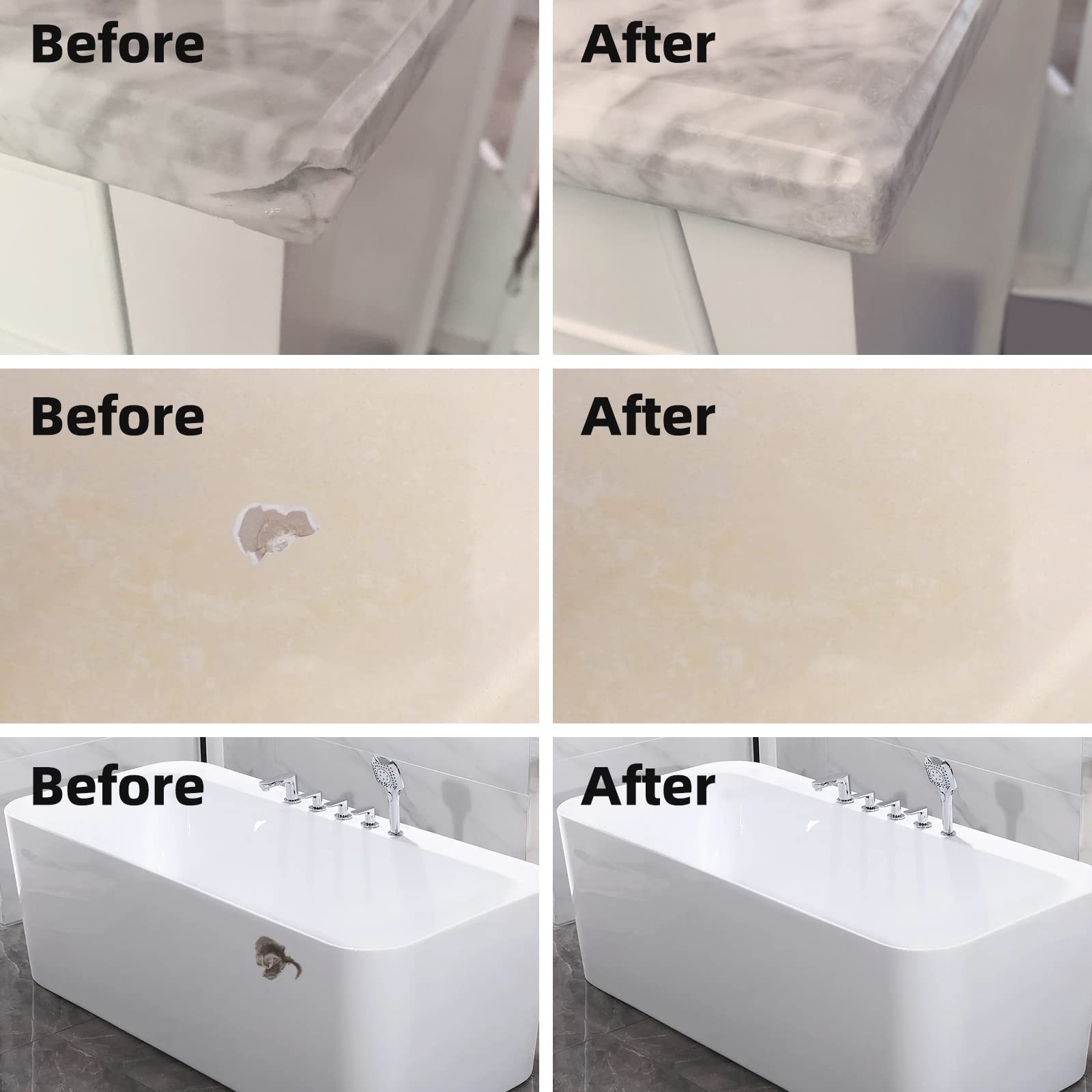 Globalcom Tile and Granite/Marble Repair Kit, Porcelain Stone and Quartz Coun…