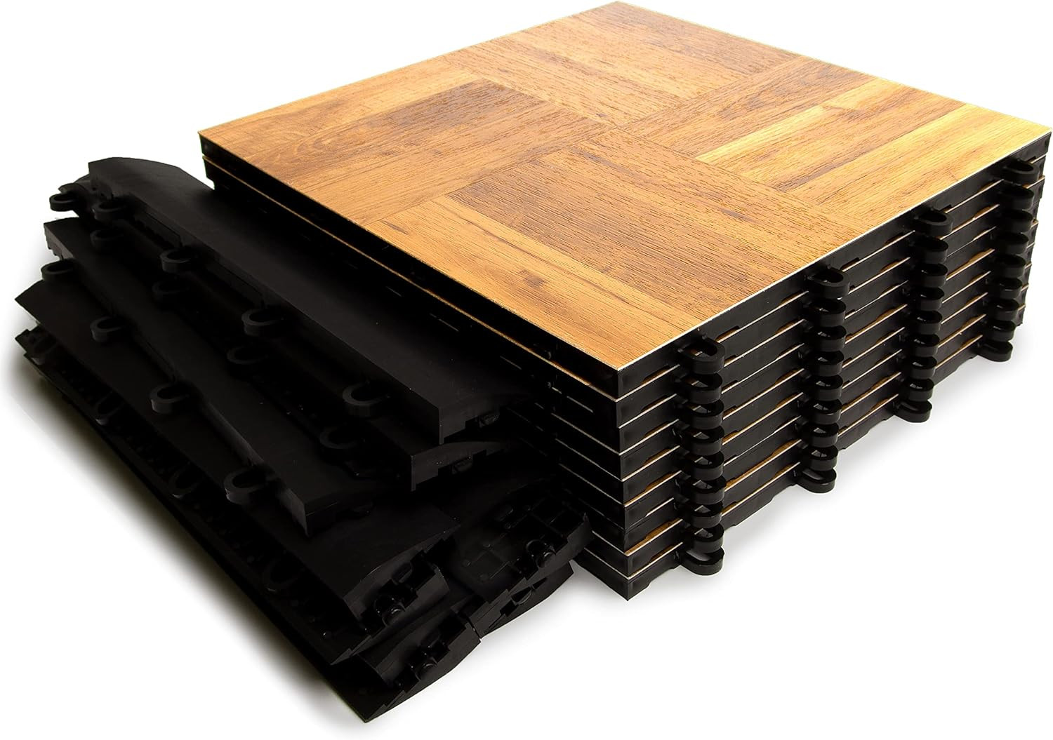 Interlocking Oak Dance Floor Kit – 3′ x 3′ Lightweight 21 Piece Set