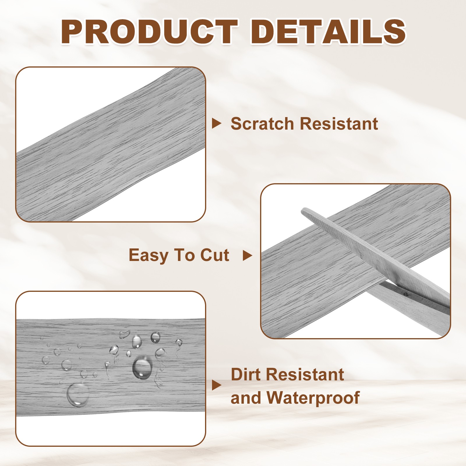 Floor Transition Strip (1.97″/ x 11.5ft) PVC Floor Strips Gray Wood Grain