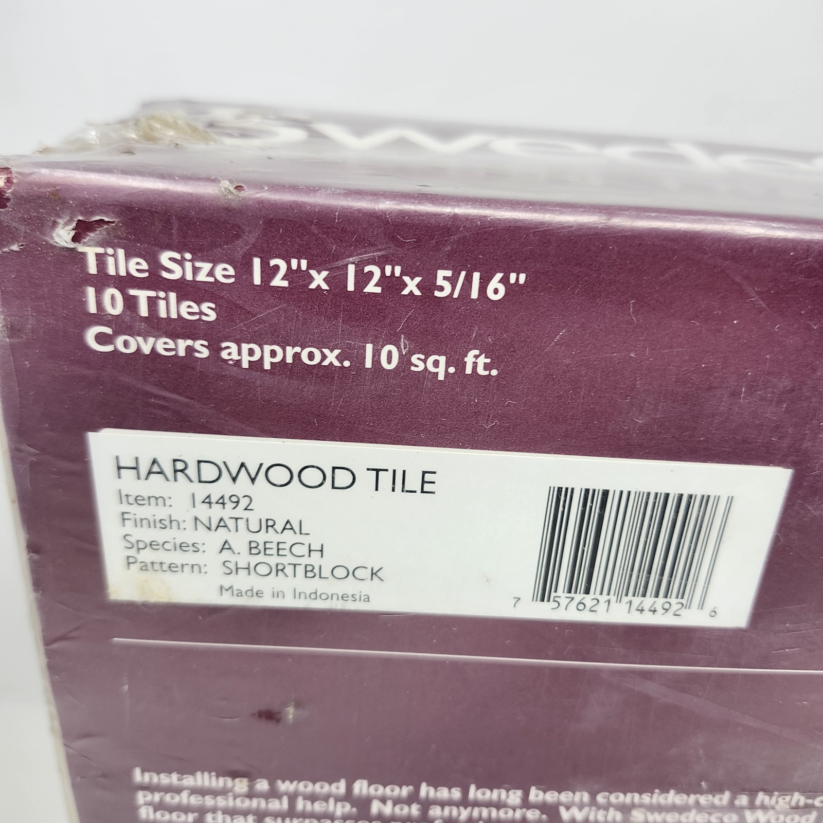 Vintage Beech Parquet Hardwood Tile Flooring (10 Tiles/Package) Swedeco Natural