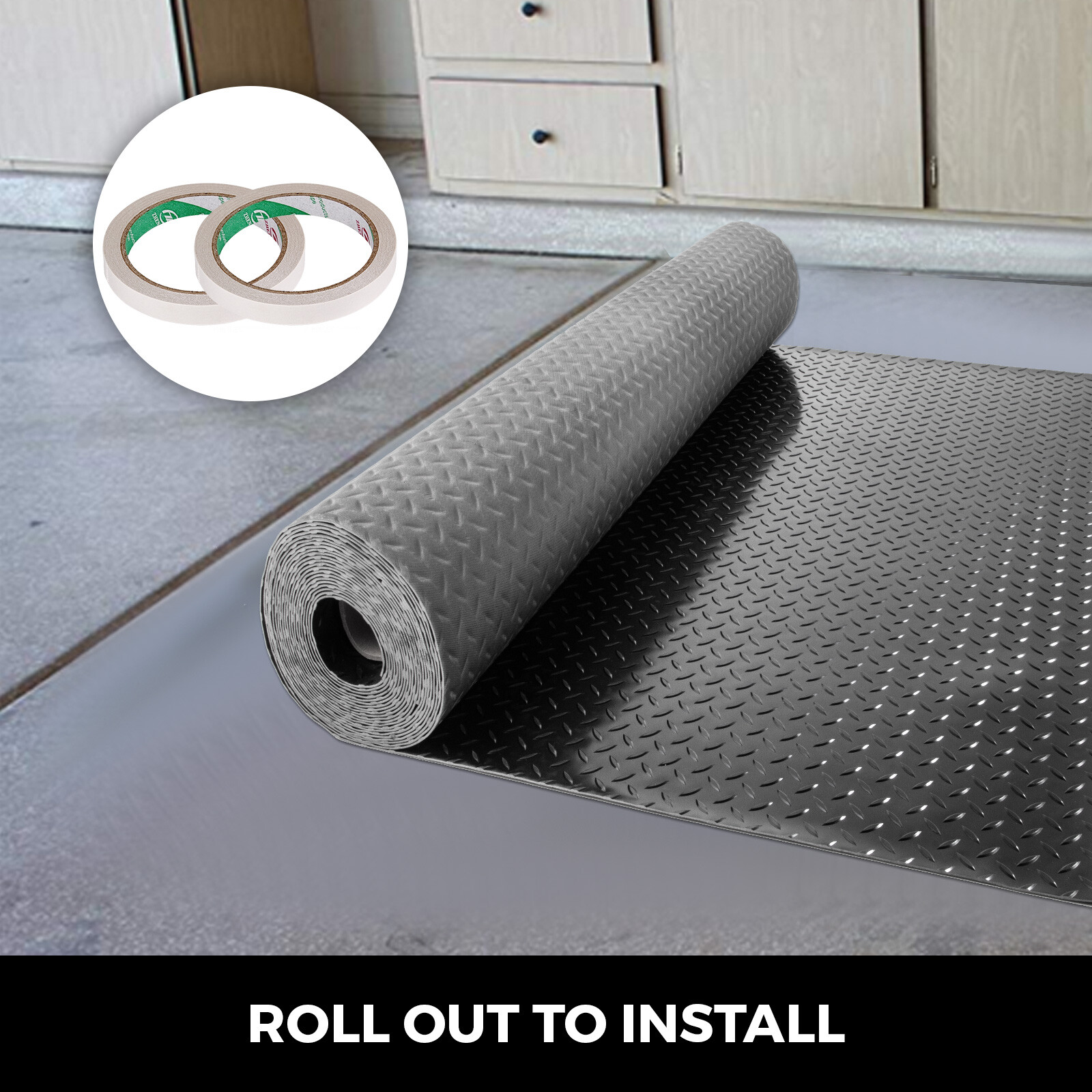 Universal Garage Flooring Mat Trailer Floor Covering Raised Mat 14.7×3.6’x2 Roll