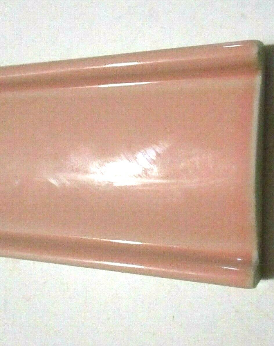 1 Tile Japan Ceramic Porcelain 6-1/2″ Chair Rail Gloss Heather Pink Wall Cap MCM
