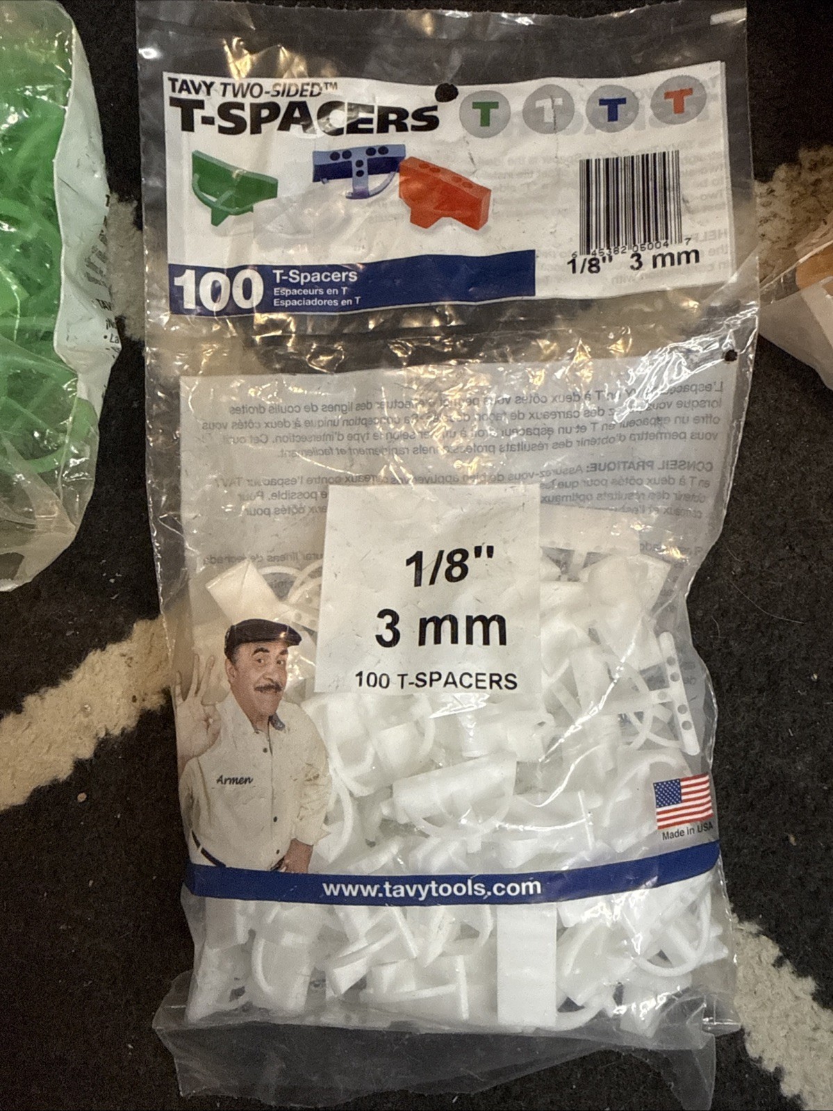 3 BAGS OF TILE SPACERS OF 1/4” & 1/8” & 1/16” Inch, 2 BAGS ARE OPEN & 1 SEALED
