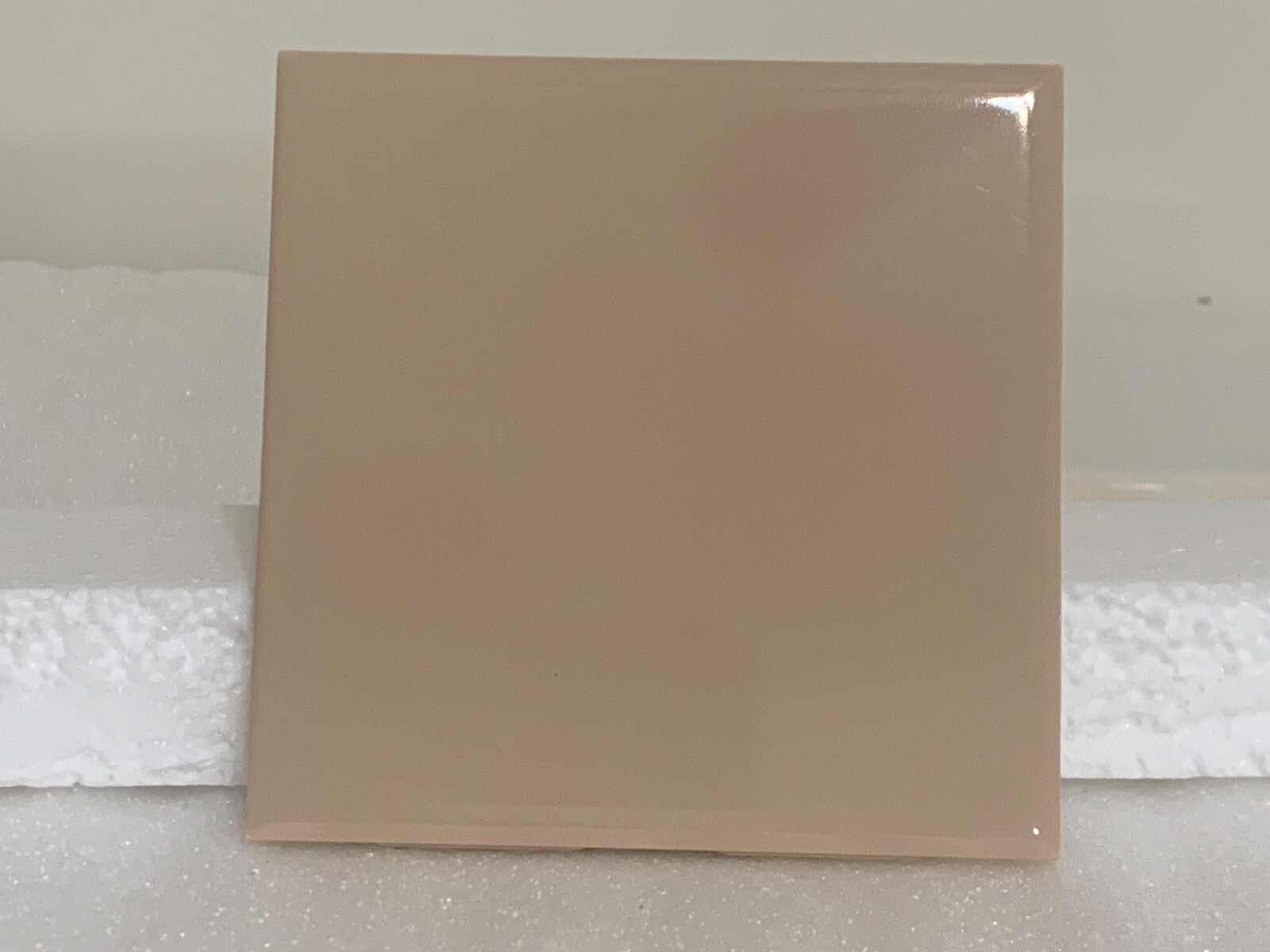 Vintage NTK Ceramic Tile 4 5/16″ x 4 5/16″ Beige Gloss Made in Japan