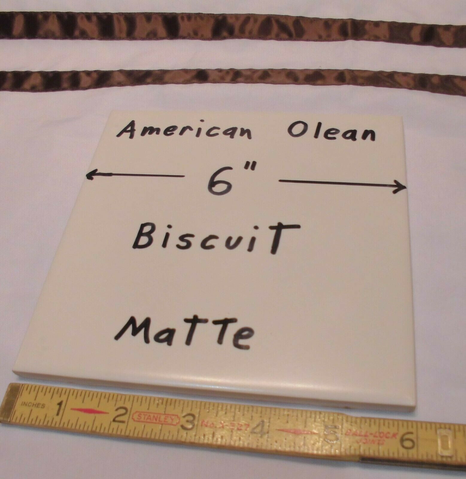 1 pc. 6″ X 6″ Ceramic Tile *Matte Biscuit* by American Olean from late 1990’s
