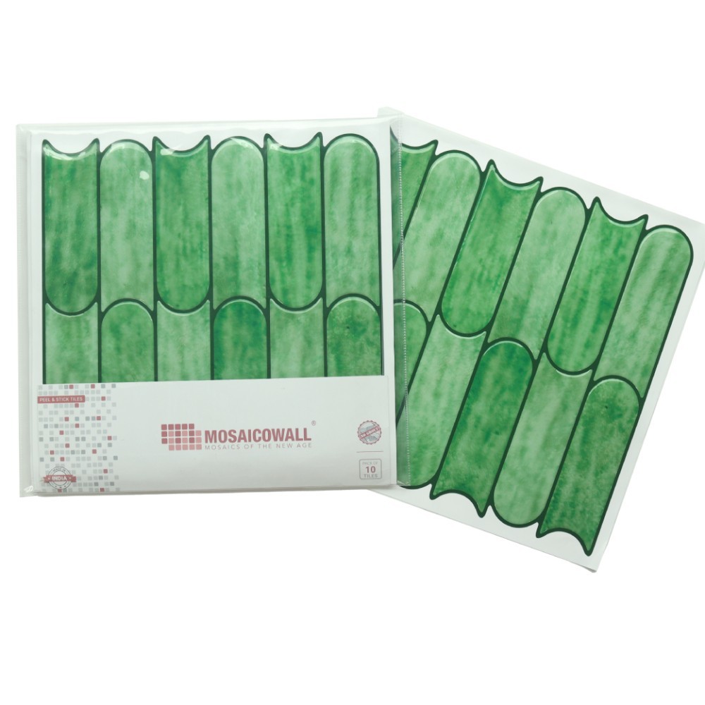 Mosaicowall 3D Diamond Peel and Stick Tiles for Wall Beige and Light Green Stick