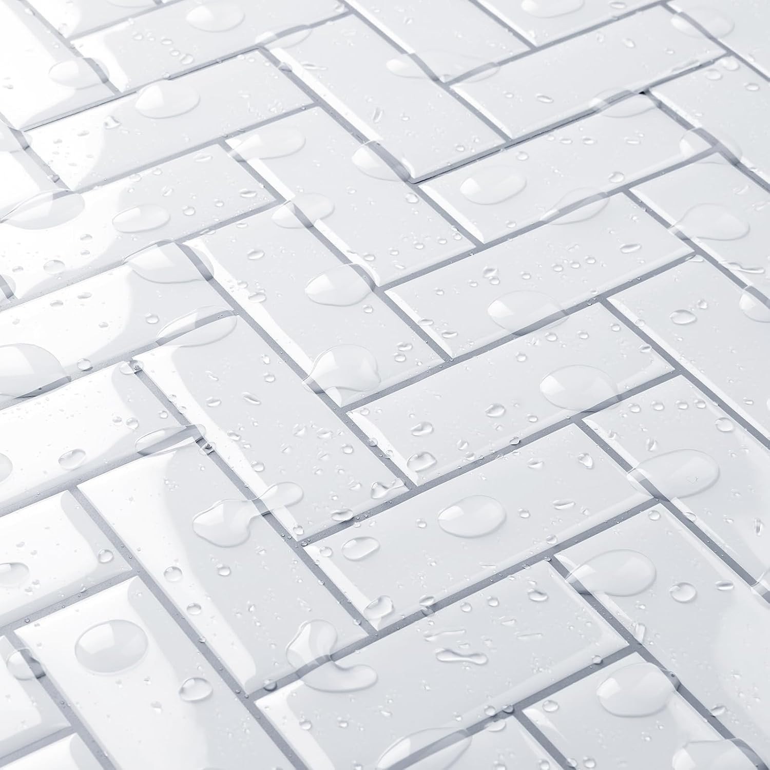 30 Pcs White Herringbone Peel and Stick Backsplash Tiles for Kitchen & Bath