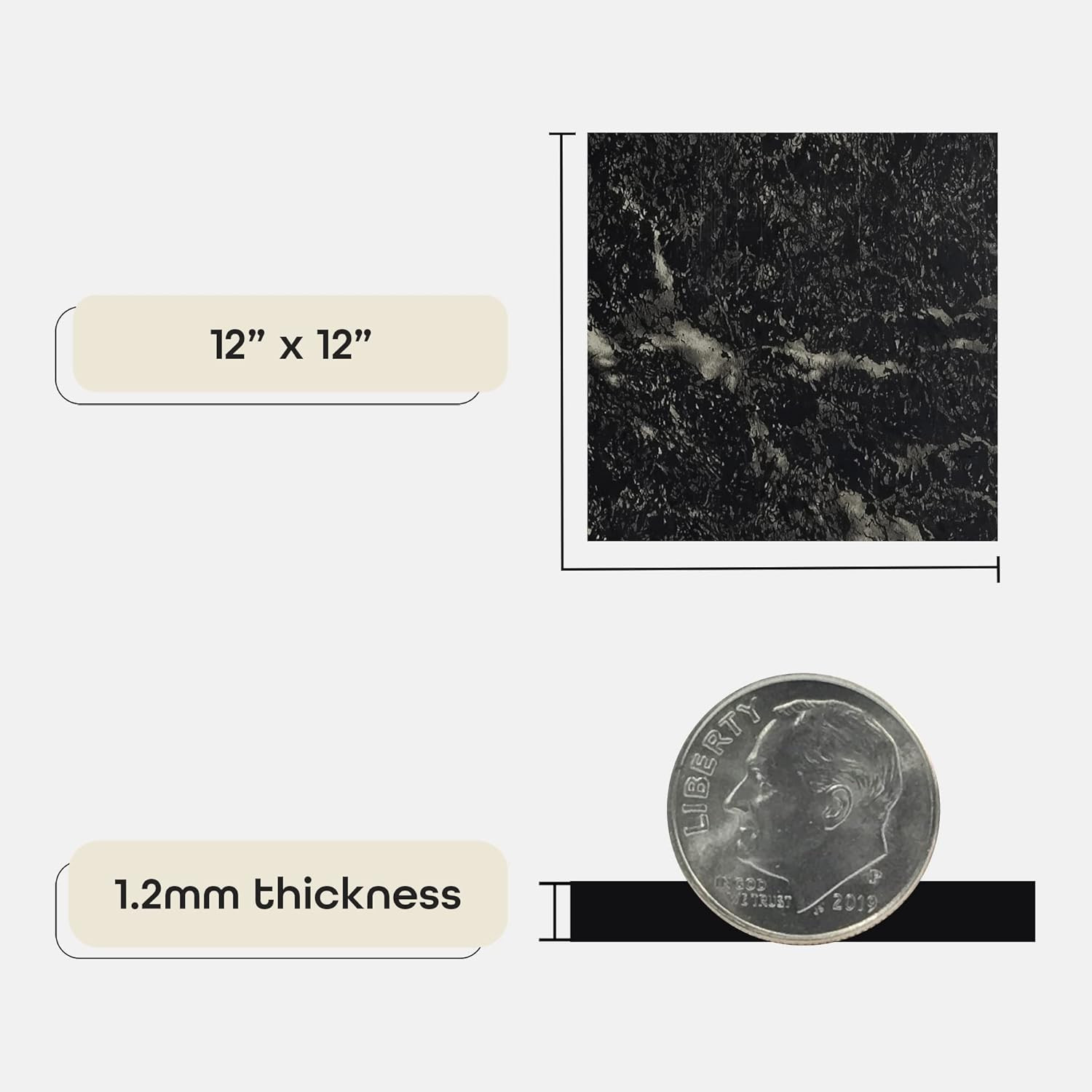 Sterling Self Adhesive 12-Inch Vinyl Floor Tiles, 20 Tiles – 12″ X 12″, Black