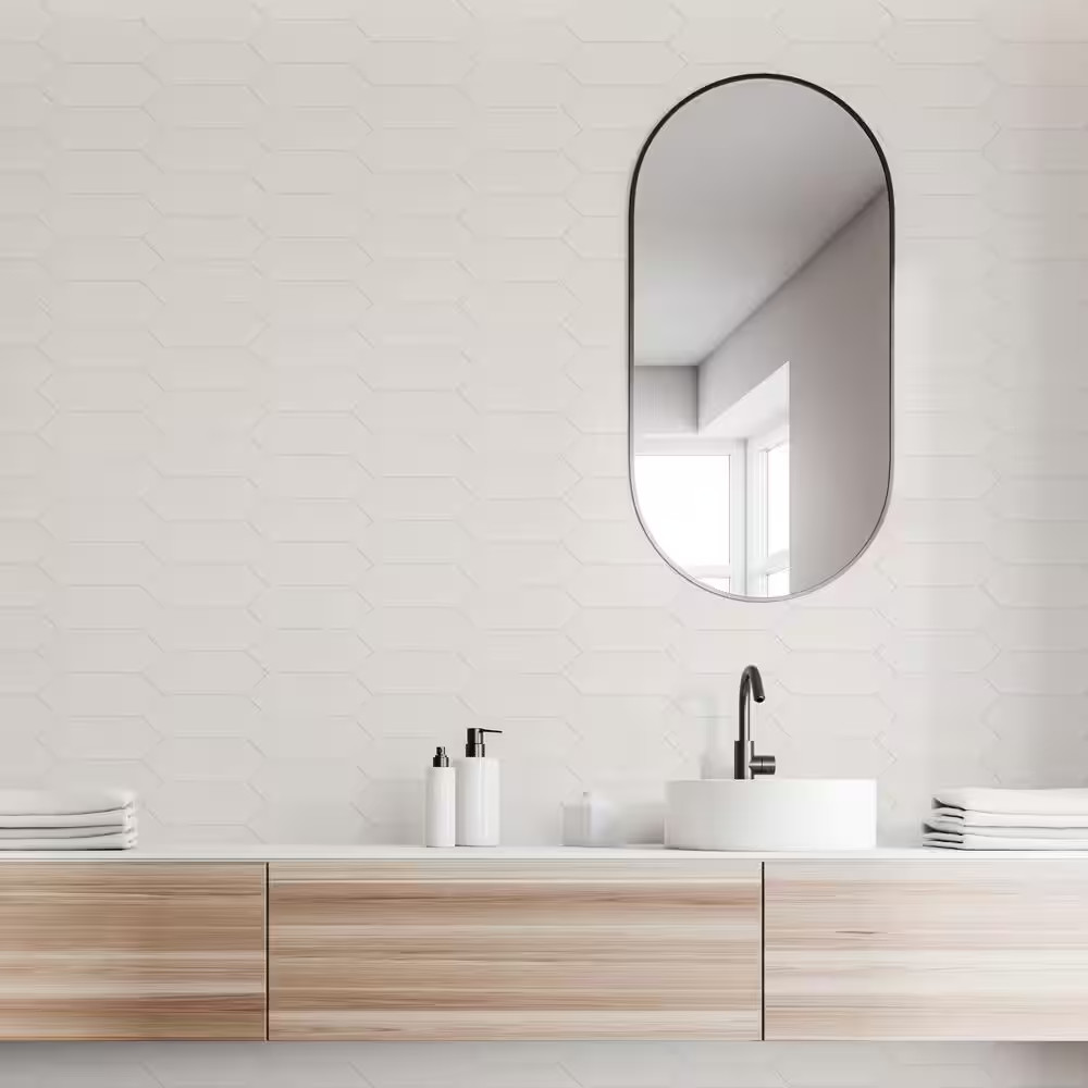 Kite White 3-7/8 In. X 11-3/4 In. Porcelain Floor and Wall Tile (11.2 Sq. Ft./Ca