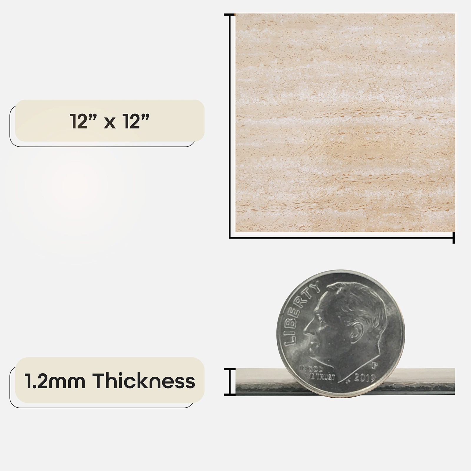 Nexus Self Adhesive 12-Inch Vinyl Floor Tiles, 20 20 Travatine Marble