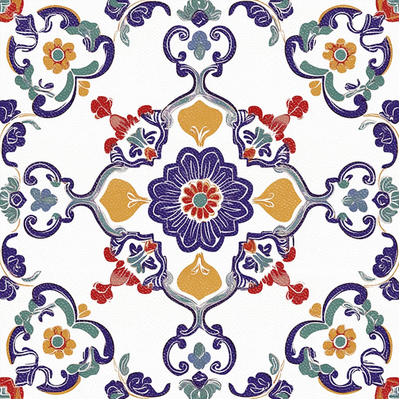 HOMETITUTE European Floral Peel Stick Floor Tile 12×12 Vinyl