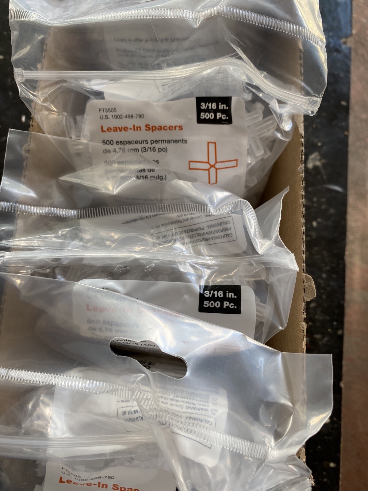 Lots Of -5- FT3505 Leave-in Space 3/16 in 500 Pcs. ( 2.500 total)