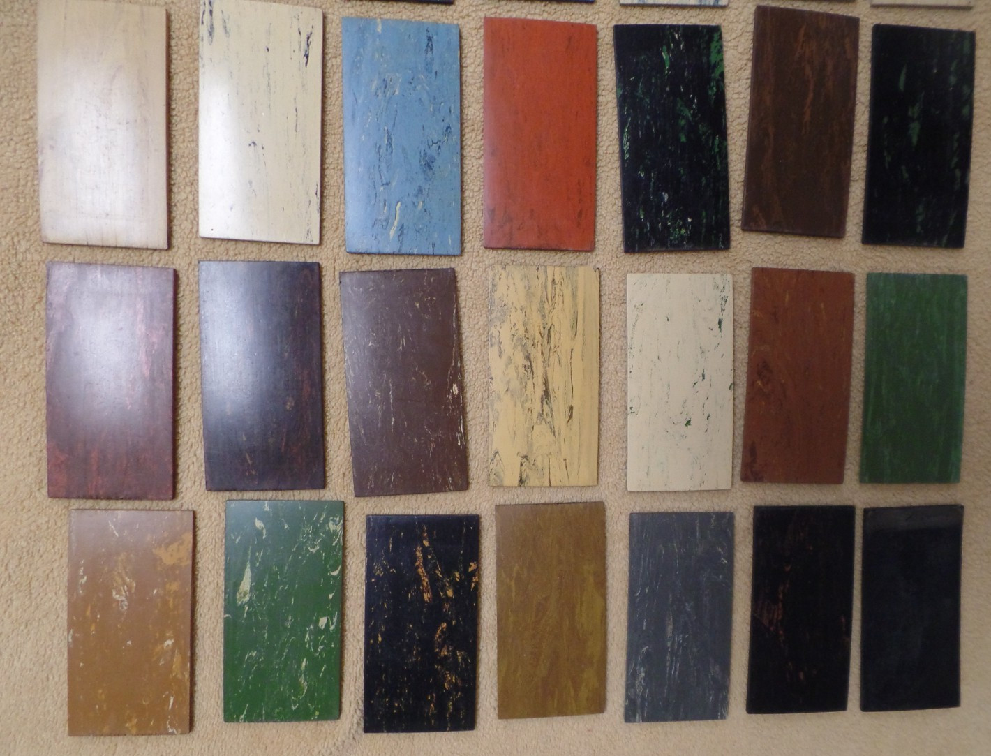 Vintage floor tile samples, Royalite, Paul Coste, Inc. Providence RI, with box