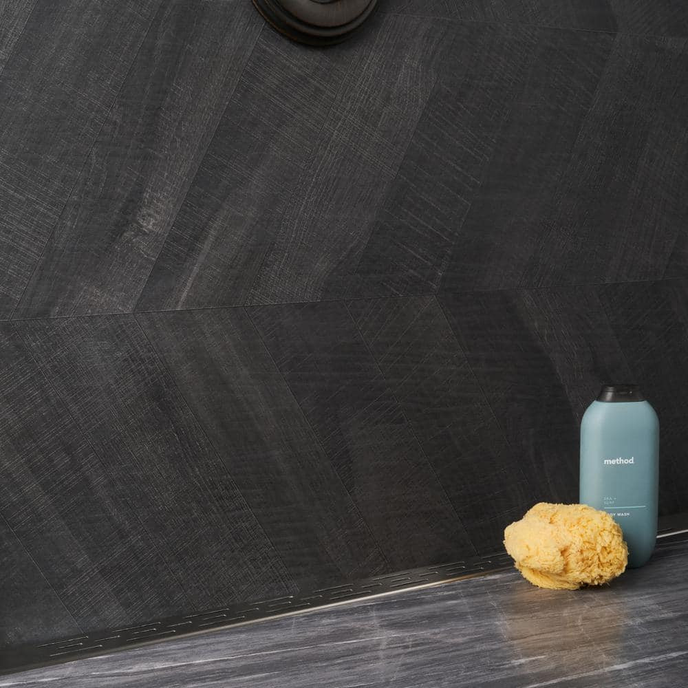 Montgomery Chevron Black 24 In. X 48 In. Matte Porcelain Floor and Wall Tile (15